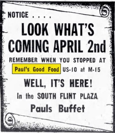 Pauls Good Food - Mar 30 1958 Opening Ad